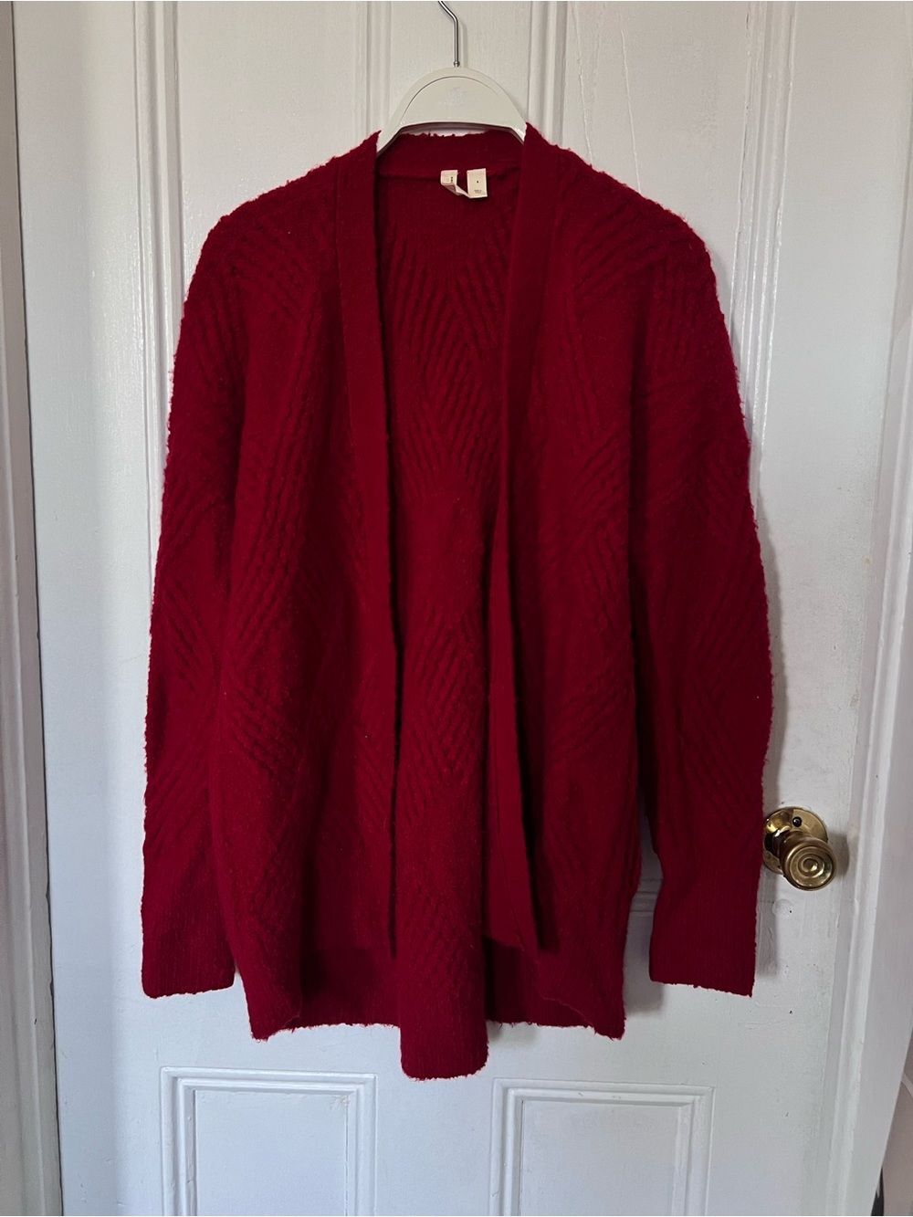 Moth By Anthropologie Red Alpaca Wool Blend Kimono Cardigan Cozy Fur Trim